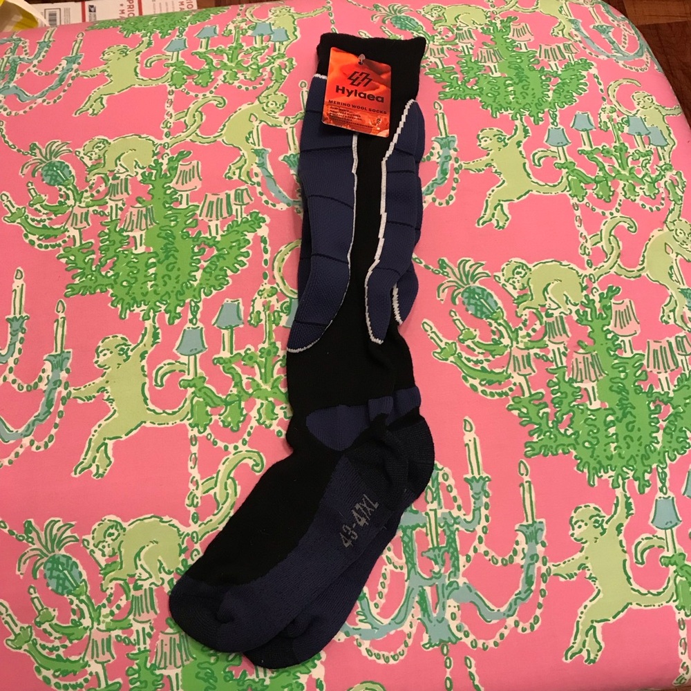 Hylaea Men's Blue and Black Merino Wool Socks size XL